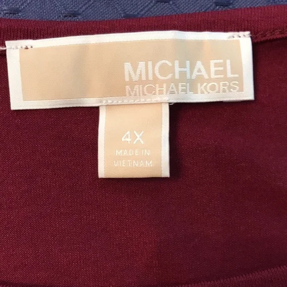 MICHAEL Michael Kors 4X Burgundy Top, Lace Sleeves - Picture 8 of 10
